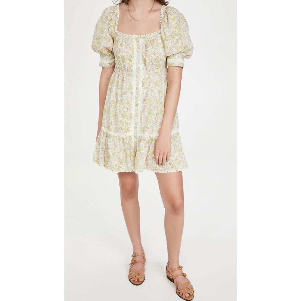 love the label Square Neck Puff Sleeve Mini Dress
